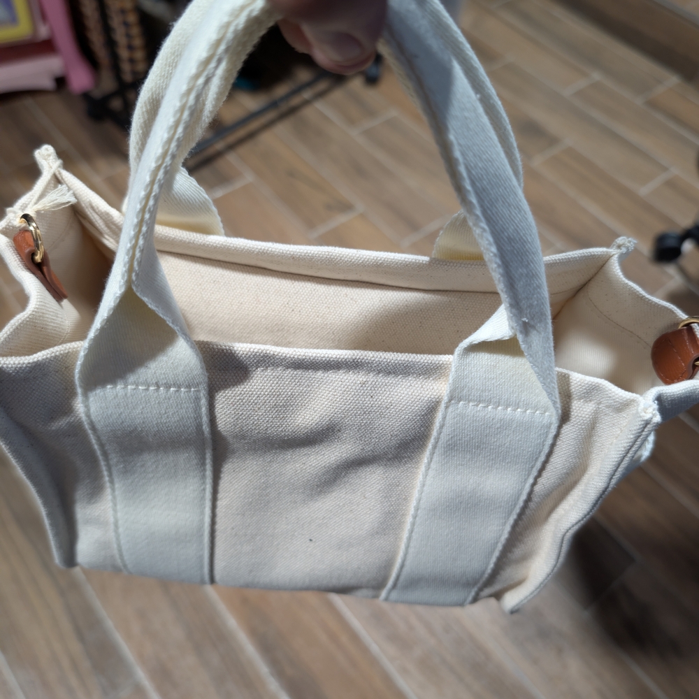 Elegant Cream Canvas Tote Bag
